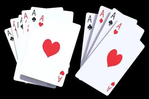 Gaming Poker Cards Isolated on Solid Black Background. Stock Illustration