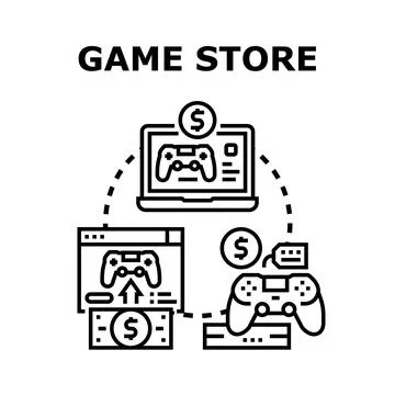 Gaming products and services purchasing online concept Stock Illustration