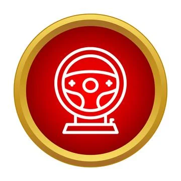 Gaming racing wheel controller icon on red circle Stock Illustration