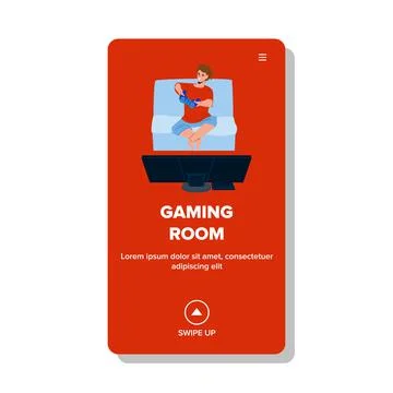 Gaming Room For Playing Console Video Games Vector Stock Illustration
