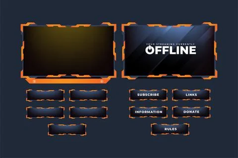 Gaming screen panel decoration with fire color and modern shapes. Metallic li 스톡 일러스트
