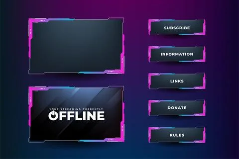 Gaming screen panel design with pink and blue colors. Unique broadcast scre.. Illustrazione stock