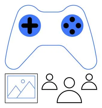 Gaming, social interaction, teamwork, digital creativity, online communicatio Stock Illustration
