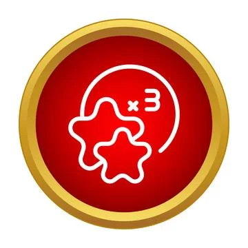 Gaming stars multiplier icon on red circle Stock Illustration