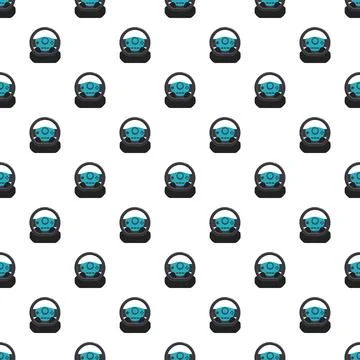 Gaming steering wheel and controller seamless pattern background 库存插图