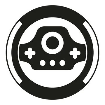 Gaming steering wheel controller black white icon Stock Illustration
