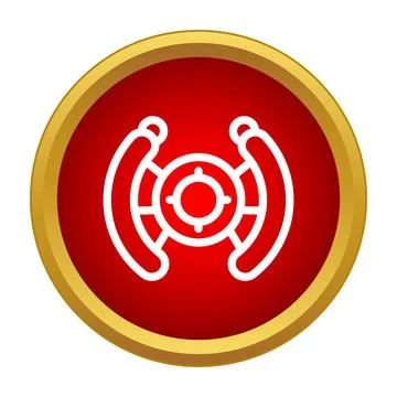 Gaming steering wheel controller icon on red button Stock Illustration
