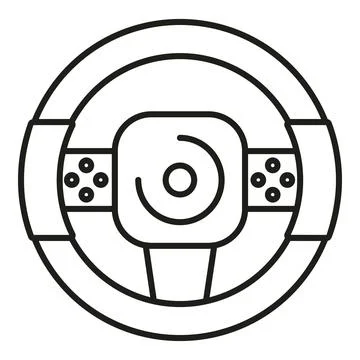 Gaming steering wheel controller racing line art outline Stock Illustration