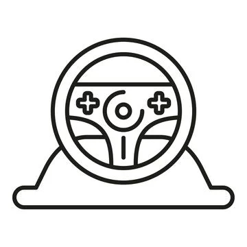 Gaming steering wheel controlling video racing simulation icon Illustrazione stock