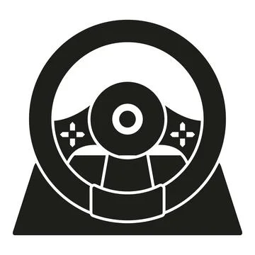 Gaming steering wheel icon representing racing simulator Stock Illustration