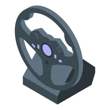 Gaming steering wheel resting on stand, modern controller for immersive rac.. Stock Illustration