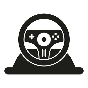 Gaming steering wheel simulator icon for racing games Stock Illustration