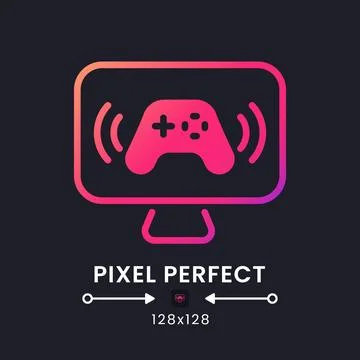 Gaming streaming pink solid gradient desktop icon on black Stockillustratie