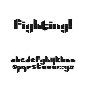 Gaming style stencil font in lowercase on white background Illustrazione stock