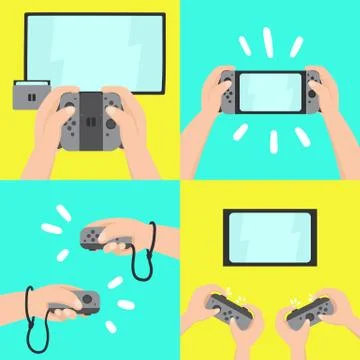 Gaming system. Four different types of use. Stock Illustration