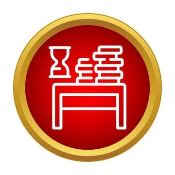 Gaming table with chips and hourglass icon concept Stock Illustration
