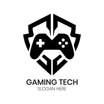 Gaming Tech Logo Design with Robotic Controller and Tech Frame Stock Illustration