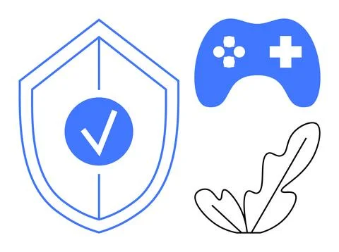 Gaming technology, digital protection, cybersecurity, creative design, interf Illustrazione stock