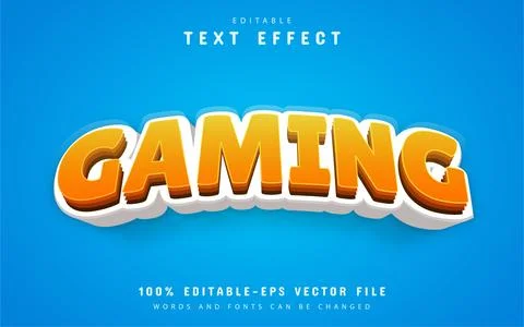 Gaming text effect cartoon style Stock Illustration