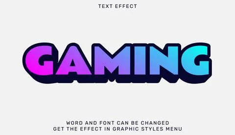 Gaming text effect template in 3d design Stock Illustration