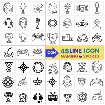 Gaming vector icon in line style. Sports and gaming line icon set on consol.. Stock Illustration