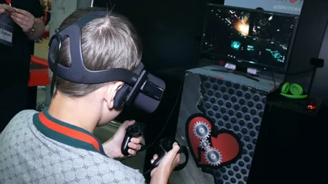 Gaming with virtual reality glasses. Stock Footage 122397434