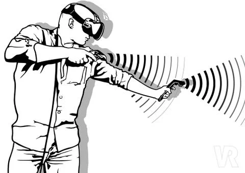 Gaming with Virtual Reality Stock Illustration