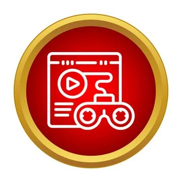 Gaming website with play button and controller icon 스톡 일러스트