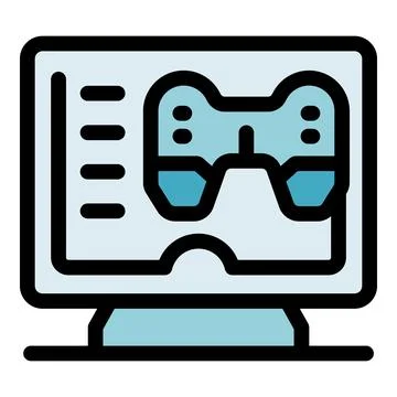 Gaming website showing controller on computer screen Stock Illustration