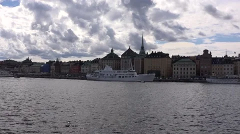 Gamla Stan (Old Town) eastern embankment in Stockholm Stock Footage 67384953