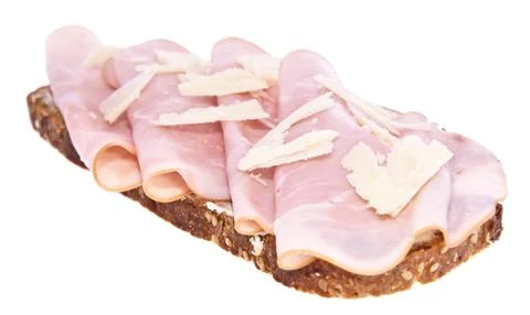 Gammon on bread isolated on white Stock Photos