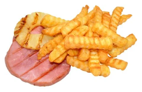 Gammon Steak And Chips Stock Photos