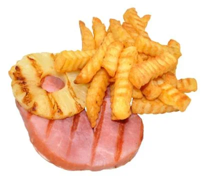 Gammon Steak And Chips Stock Photos