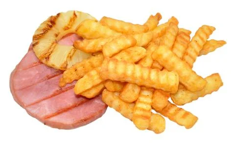 Gammon Steak And Chips Stock Photos