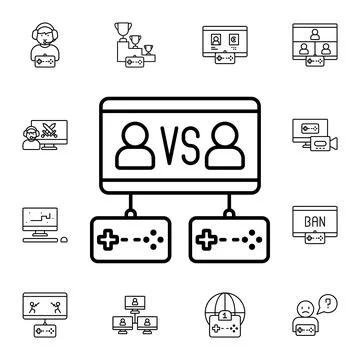 Gams, vs, players, game controller flat vector icon in esport pack Stock Illustration