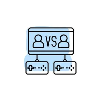 Gams, vs, players, game controller with color shadow vector icon in esport se Illustrazione stock