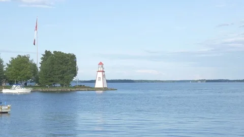 Gananoque port [lighthouse total] Stock Footage 82708500