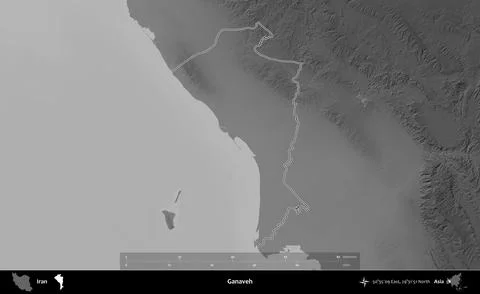 Ganaveh outlined, Iran. Grayscale Stock Illustration