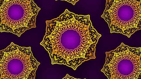 Ganesh Chaturthi Golden Mandala Pattern on Purple Background Loop. Видео 342727308