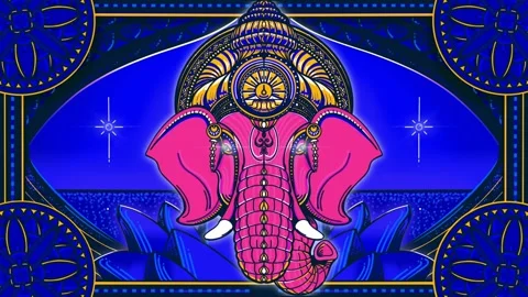 Ganesh indian god illustration loop Stock Footage 140660143