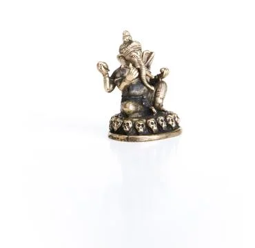 Ganesh on a White Background with Reflection Stock Photos