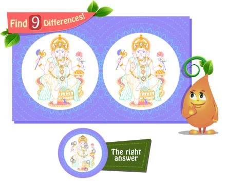 Ganesha game 9 differences Stock Illustration