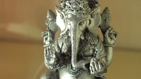  ganesha statue with incense Stock Footage 88886403