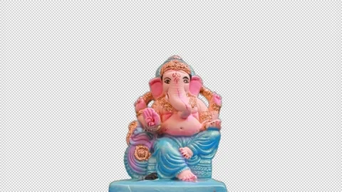 Ganesha Statue Rotation Alpha Background Stock Footage 205589558