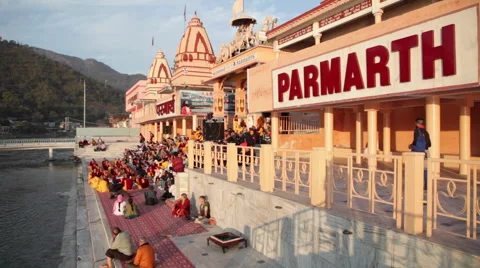 Ganga Aarti in Rishikesh Stock Footage 41244234