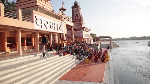 Ganga Aarti in Rishikesh Stock Footage 41244541