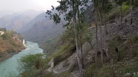 Ganga river flow in Uttarakhand Stock Footage 88161610