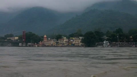 Ganga River Rishikesh, India. Stock Footage