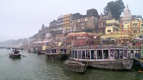 Ganges Along River 1 Stock Footage 10589922