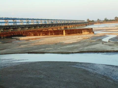 The Ganges Barrage stands elegantly, reflecting the beauty of the river Stock Photos
